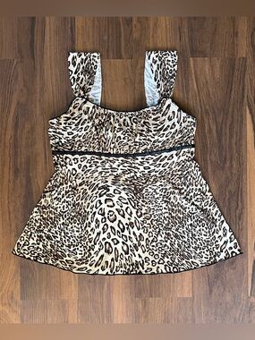 Vintage Y2K leopard print babydoll cut tank top